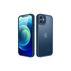 JEDirect マットケース iPhone 12/12 Pro 6.1インチ 耐衝撃性ミリタリーグレードの落下防止 つや消しの半透明の背面電話カバー 指紋防止 (ブルー) 0
