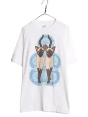【お得なクーポン配布中!】 90s USA製 ネコ イラスト プリント 半袖 Tシャツ メンズ XL オールド キャラクター アート シングルステッチ ヘビーウェイト 大きいサイズ