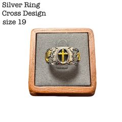 シルバーリング Silver 十字架 クロス Cross アンティーク風 祈りの手 ラッパー B系 指輪 リング 19号