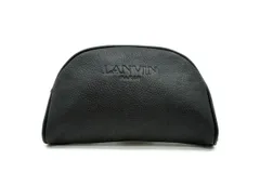 ランバン ミニ クラッチ バッグ ポーチ ノベルティ ロゴ コスメ 小物 レザー 黒 ブラック LANVIN 1950h