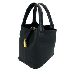 美品 HERMES エルメス Picotin lock PM ピコタンロック18 Black ブラック Taurillon clemence トリヨンクレマンス crocodile クロコダイル GHW ゴールド金具 Stamp-Z Z刻印 ハンドバッグ