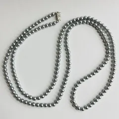 貝磨きパール3WayロングネックレスL/約6.5mm約120cm/磨きグレー/made in japan