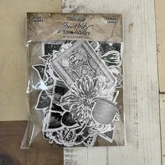 424・【ラスト1点】A1336　ENGRAVING　 ティムホルツ　モノクロ　ダイカット　ペーパー　輸入雑貨　コラージュ　紙もの　パーツ　コラージュ　ジャンクジャーナル 交換便　スクラップ 雑記帳　ハンドメイド日記　手帳