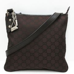 GUCCI グッチ GG ショルダーバッグ サコッシュ 斜め掛けショルダー キャンバス レザー GG柄 キャンバス チャーム付 ブラウン レディース 268620 ★2873 B0004-0604④