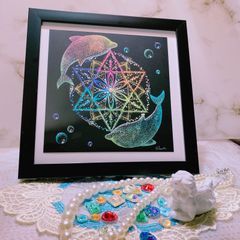 フラワーオブライフ アート 曼荼羅　チャクラ 原画/額付】チャクラ⭐︎曼荼羅⭐︎アート⭐︎フラワーオブ
