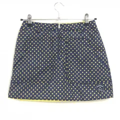 【超美品】キャロウェイ 中綿リバーシブルスカート ネイビー×イエロー ドット 2WAY 裏イエロー レディース SS ゴルフウェア Callaway