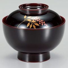 【5個組】南天　溜　雑煮椀　　[煮物椀・雑煮椀・汁椀・越前漆器・本漆・KORINDO・光琳堂]