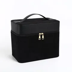 【プロメイク講師監修】メイクボックス プロ用 コスメボックス 大容量 仕切り付き 鏡付き 持ち運び 化粧箱 化粧ポーチ メイクポーチ コスメ収納 メイク収納 SINFAMODE (シンファモード) (黒) 1