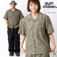 半袖シャツ ジムマスター Gym Master  ULシアサッカー ハッピーペイントシャツ 開襟シャツ 総柄 ( G333777 ) 清涼感 セットアップ ウルトラライト メッシュ素材 ワークシャツ かわいい gymmaster 春夏スタイル