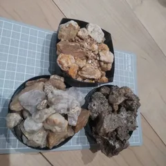 中津川ペグマタイト 愛知県産珪化木水晶 岐阜県産柘榴石 3種盛り合わせセット