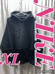 NIKE ナイキ プルオーバー パーカー ブラック 黒 JUST DO IT デカロゴ ビッグスウッシュ SWOOSH スウォッシュ 銀箔 シルバー