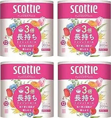 (まとめ買い)スコッティ フラワーパック 3倍長持ち 75m×4ロール ダブル×4個のサムネイル