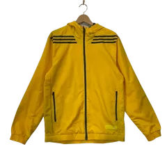 adidas/アディダス ナイロンジャケット スリーライン フード ライトアウター オーバーサイズ ビックシルエット フィリピン製 メンズ S イエロー