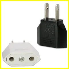 【数量限定】変換プラグ 国内用変換プラグ C→A 2個セット 電源変換プラグ 125-250V 国際 6A 日本用 日本 丸型 平型変換プラグ 2ピンタイプ 1対1変換プラグ 電源変換プラグ 小型 携帯プラグ変換 高互換性 海外旅行用 （ブラック/ホワイト）