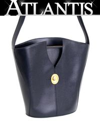 クリスチャンディオール Christian Dior ヴィンテージ ショルダーバッグ レザー ネイビー 【70364】