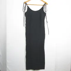 ザラ ZARA キャミソール ワンピース ロング丈 スリット XS ブラック 小さいサイズ 2674/200 kz11644