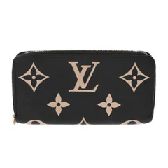 ルイヴィトン モノグラムアンプラント バイカラー ジッピーウォレット ブラック/ベージュ  M80481  レディース レザー  長財布