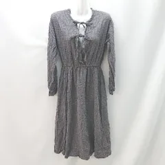 ◇ ehka sopo エヘカソポ コットン100％ チェック柄 長袖 膝丈 ワンピース サイズF グレー系 レディース E  【1402200021325】