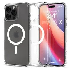 Spigen iPhone 16 Pro ケース MagSafe対応 半透明 クリア ストラップホール 米軍MIL規格 ウルトラ・ハイブリッド・マグフィット ACS08133 (フロスト・クリア) 0