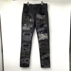 【中古】WANNA WANNA L.F.S.E 55 DISTRESSED JEANS サイズ1 ブラック デニムパンツ　ワナ[17]