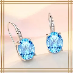 010【シルバー925】ブルートパーズ フックピアス 大粒 ダイヤ 揺れる レディース ジュエリー 上品 エレガント 高級感 透明感 清楚 華やか 普段使い オフィス デート 結婚式 入学式 卒業式 フォーマル 大人可愛い きれいめ おしゃれ