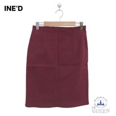 ☆美品☆ INED イネド タイトスカート ひざ丈 シンプルデザイン バックファスナー おしゃれ レディース ワインレッド 9 v-91 送料無料