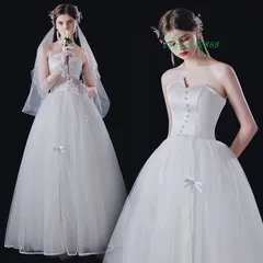 ウェディングドレス ウエディングドレス 二次会 結婚式 前撮り ブライダル ロングドレス プリンセスドレス 花嫁 プリンセスラインドレス  zeg3z372868