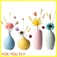 【新着商品】AIVAR 花瓶 陶器 一輪挿しフラワーベース おしゃれ セラミック花器 和風 洋風 4点セットミニ花器 小さめ 水生植物 生け花 ドライフラワー適用 インテリア 飾り瓶 母 父の日 ギフト (セット2)