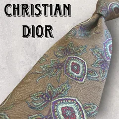 Christian Dior ディオール 植物 ボタニカル ペイズリー柄 ネクタイ ブラウン