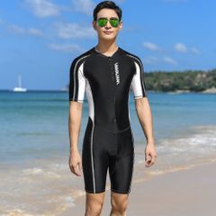 ☆ 9581 Black/Men's ☆ XL ☆ Fitness Swimsuit Men's Swimsuit Fitness Swimsuit One-Piece All-in-One Fitness Swimsuit Short Sleeve Men's Male Competitive Swimsuit Swimwear Sports Swimsuit Swimming Knee-Length Zip-Up Stretchy Simple Training