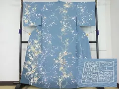 平和屋-こころ店■極上 創業460年・千總 訪問着 枝花文 紫鳶色地 金彩 着丈168cm 裄丈69cm 正絹 逸品 未使用 3kk2785