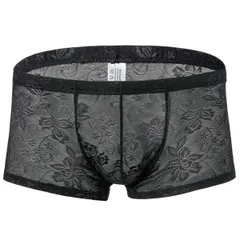 総レースボクサーパンツ メンズ 透け感 前閉じ 通気性 フィット ピッタリ セクシー メンズ下着 肌着 インナー 速乾　c504