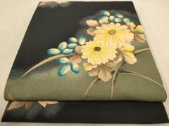 O0775 美品 逸品 お洒落 綾組 織 正絹 袋帯 正絹 袋帯 西陣織 紗綾形花丸