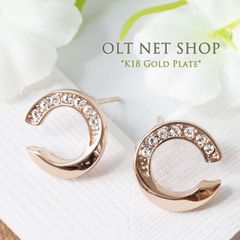 ピアス レディース エタニティ ジルコニア シンプル 18金 18kコーティング ピンクゴールド K18GP
