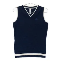 サイズ：M ADIDAS GOLF アディダスゴルフ ED2049 Vネック ニットベスト ウール混  ネイビー系 [240101509517] ゴルフウェア レディース ストスト