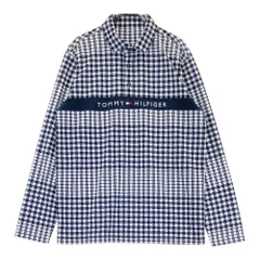 サイズ：L TOMMY HILFIGER GOLF トミー ヒルフィガーゴルフ  長袖ポロシャツ 千鳥柄 ネイビー系 [240101498131] ゴルフウェア メンズ ストスト