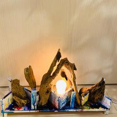 西洋紀聞　流木アート　インテリア　LED間接照明