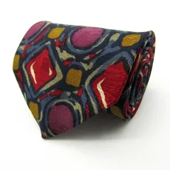 ダーバン ブランド ネクタイ シルク 幾何柄 総柄 伊製生地 メンズ ネイビー Durban 【中古】