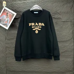 【本日限定特価】PRADA メンズ＆レディース スウェットシャツ ロゴプリント ブラック/ホワイト XS-L [本日特価|新品未使用品]