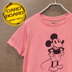 US古着 ミッキーマウス ディズニーDisney オールドイラスト 半袖tシャツ サーモンピンクL