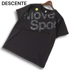 DESCENTE デサント Move Sport★ 春夏 ロゴプリント 半袖 カットソー  Tシャツ Sz.M メンズ 黒 トレーニング