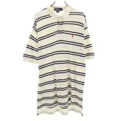 Polo by Ralph Lauren ポロバイラルフローレン ボーダー柄 5分袖 ポロシャツ L オフホワイト メンズ 古着