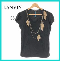 美品 LANVIN ランバン トップス Tシャツ 半袖 チャーム おしゃれ レディース ブラック 38