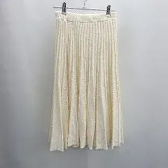 ◇ Θ MERCURYDUO ニット素材 ウエストゴム ロング丈 プリーツ スカート サイズ F ホワイト系 レディース E  【1502030049435】