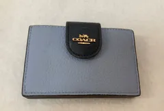 <美品>COACH コーチ　カードケース　ライトブルー