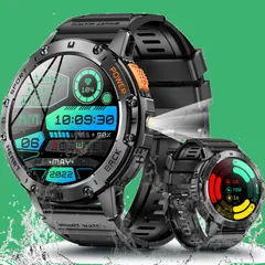 【特価商品】スマートウォッチ 【2024革新モデル 軍用規格&防水防塵耐衝撃】1.43インチAMOLED高精度画面 懐中電灯付き 通話機能付き 530mAh長持ちバッテリー iphone対応 アンドロイド対応 メッセージ通知 音楽再生 音声アシスタント 腕時計