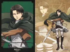 【中古】キャラカード リヴァイ・アッカーマン 描き下ろしイラストカードセット2枚入り 「まるくじ 進撃の巨人」 小吉02