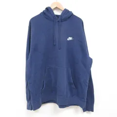 XL/古着 ナイキ 長袖 スウェット パーカー メンズ ワンポイントロゴ 大きいサイズ 紺 ネイビー 25may02 中古 スエット トレーナー トップス