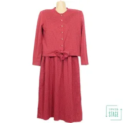 ピンクハウス★大人可愛い二点セットアップ カーディガン&袖なしワンピース キュートなドット柄♪差し色ゴールド♪赤系 z8079s
