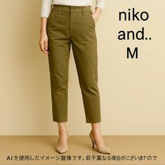 AB0287  niko and… ワイドパンツ Mサイズ 綿100％ カーキ